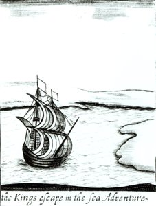 King Charles II Fleeing England in 1651, published 1660 by English School